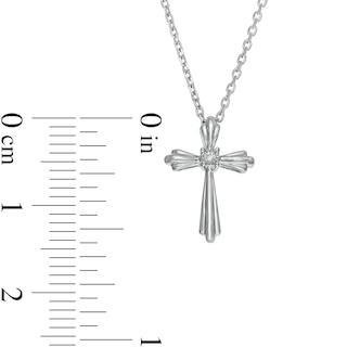 Diamond Accent Solitaire Cross Pendant and Stud Earrings Set in Sterling Silver