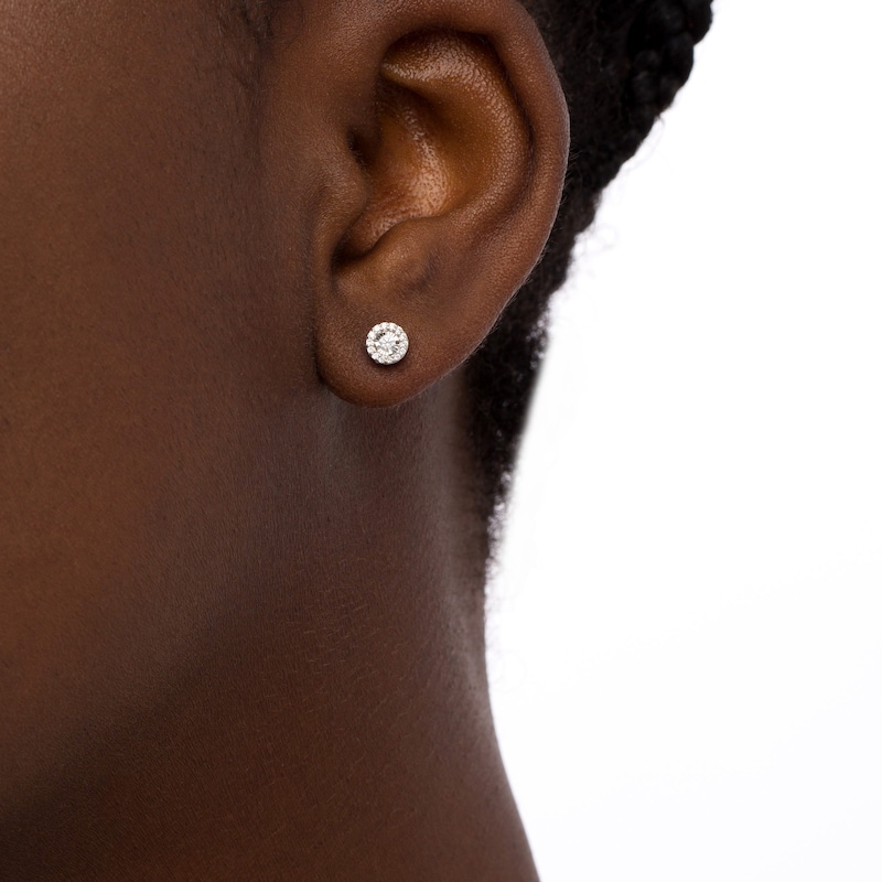 0.16 CT. T.W. Diamond Frame Stud Earrings in Sterling Silver|Peoples Jewellers