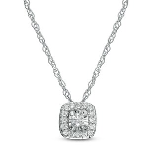 0.08 CT. T.W. Diamond Cushion Frame Pendant in Sterling Silver