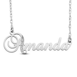 Diamond Accent Cursive Name Necklace (1 Line)