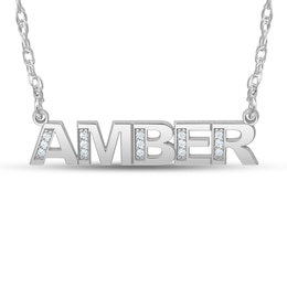 Diamond Accent Uppercase Block Name Necklace (1 Name)