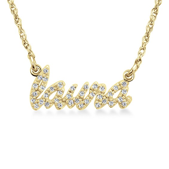 Diamond Accent Cursive Lowercase Name Necklace (1 Line) Peoples Jewellers