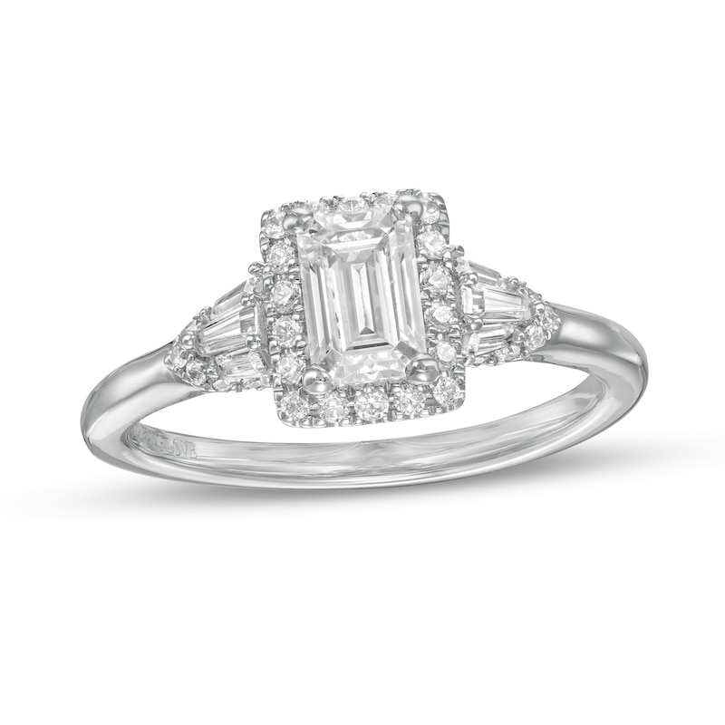 Vera Wang Love Collection 0.95 CT. T.W. Emerald-Cut Diamond Frame Engagement Ring in 14K White Gold|Peoples Jewellers
