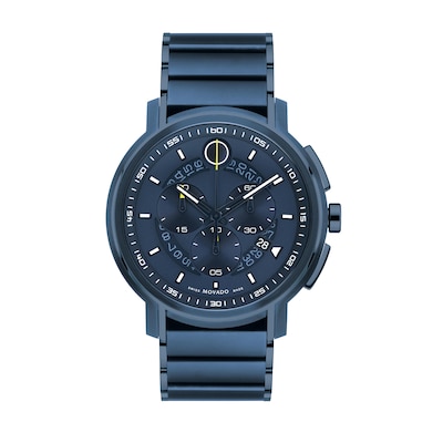 Men's Movado Strato™ Blue PVD Chronograph Watch with Blue Dial (Model: 0607555)