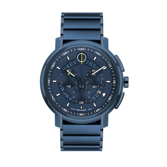 Men's Movado Strato™ Blue PVD Chronograph Watch with Blue Dial (Model: 0607555)