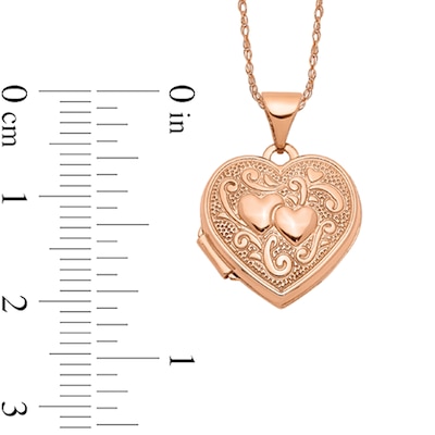 15.0mm Filigree Textured Heart Locket in 14K Rose Gold