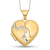 Thumbnail Image 0 of 15.0mm Footprints Layered Heart Locket in 14K Two-Tone Gold