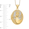 Textured Guardian Angel Oval Locket in 14K Two-Tone Gold