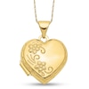 Floral Textured Scallop Frame Reversible Heart Locket in 10K Gold