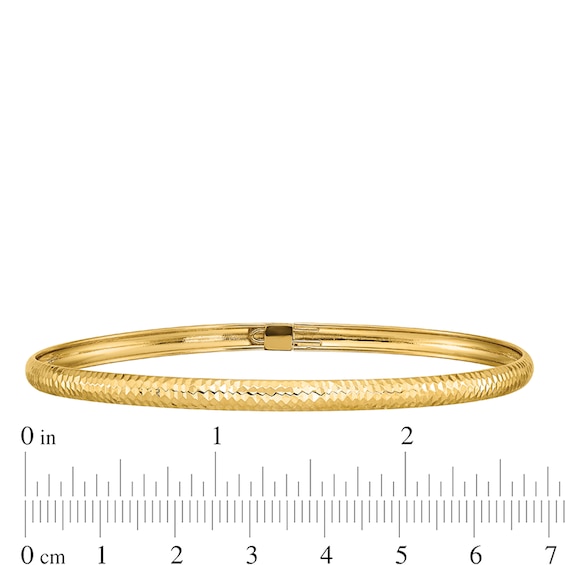 4.0mm Textured Slip-On Flex Bangle in 14K Gold - 7.5"