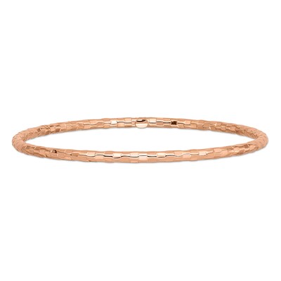 3.0mm Textured Slip-On Bangle in 14K Rose Gold - 8"