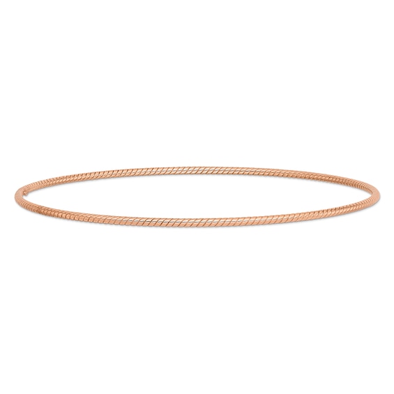 1.5mm Rope-Textured Slip-On Bangle in 14K Rose Gold - 8"