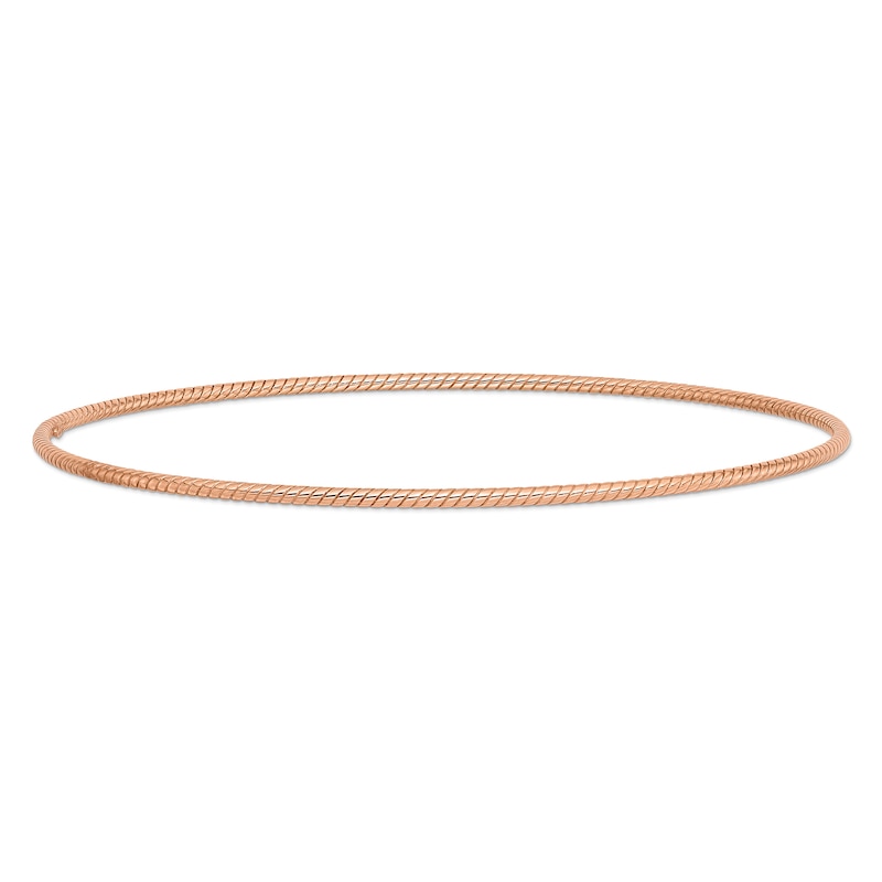 1.5mm Rope-Textured Slip-On Bangle in 14K Rose Gold - 8"|Peoples Jewellers