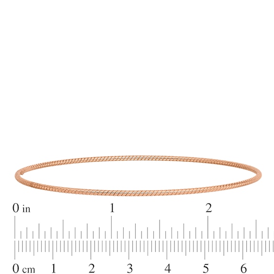 1.5mm Rope-Textured Slip-On Bangle in 14K Rose Gold - 8"