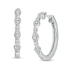 Thumbnail Image 0 of 0.16 CT. T.W. Diamond Teardrop Shape Hoop Earrings in Sterling Silver