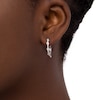 Thumbnail Image 1 of 0.16 CT. T.W. Diamond Teardrop Shape Hoop Earrings in Sterling Silver