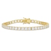 4.0mm White Lab-Created Sapphire Tennis Bracelet in Sterling Silver with Yellow Rhodium - 7.25"