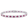 Thumbnail Image 0 of 4.0mm Lab-Created Ruby and White Lab-Created Sapphire Alternating Tennis Bracelet in Sterling Silver - 7.25"