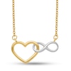 Thumbnail Image 0 of Interlocking Heart Outline and Infinity Necklace in 14K Two-Tone Gold - 17"