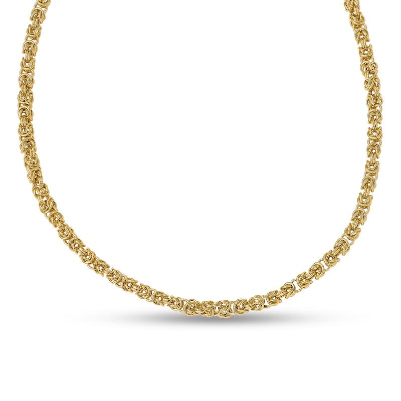 3.6mm Multi-Finish Byzantine Chain Necklace in Hollow 14K Gold - 18"|Peoples Jewellers