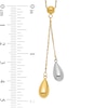 Double Puff Teardrop Lariat Necklace in 14K Two-Tone Gold