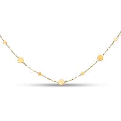 Large and Small Disc Alternating Station Necklace in 14K Gold