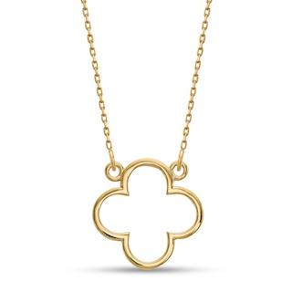 Diamond-Cut Quatrefoil Outline Necklace in 14K Gold