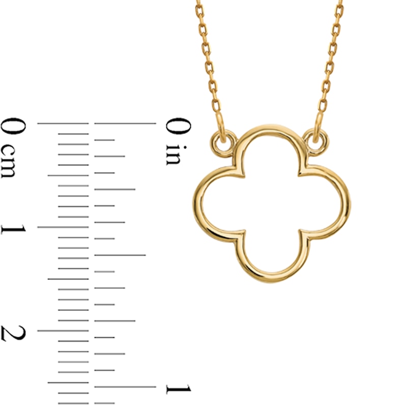 Diamond-Cut Quatrefoil Outline Necklace in 14K Gold|Peoples Jewellers