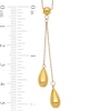 Double Puff Teardrop Lariat Necklace in 14K Gold