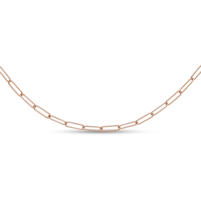 2.6mm Paper Clip Link Chain Necklace in Hollow 14K Rose Gold - 18"