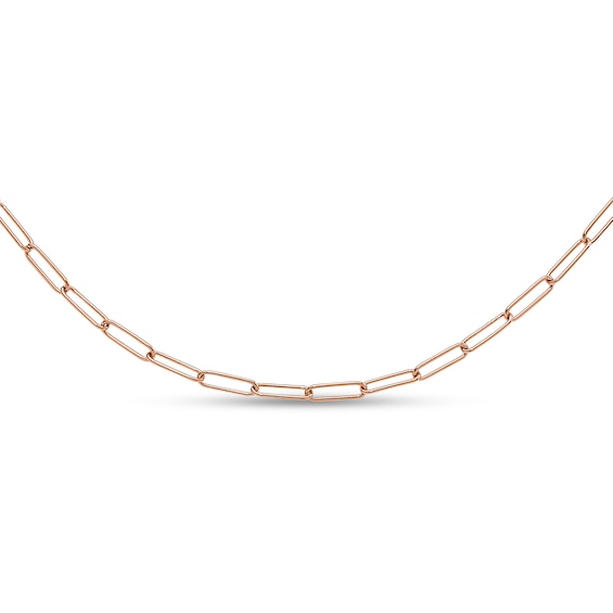 2.6mm Paper Clip Link Chain Necklace in Hollow 14K Rose Gold - 18"