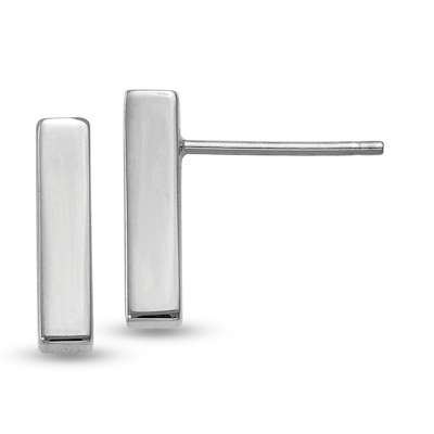 Three-Dimensional Vertical Bar Stud Earrings in 14K White Gold