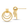 Multi-Finish Layered Circles Doorknocker Drop Earrings in 14K Gold