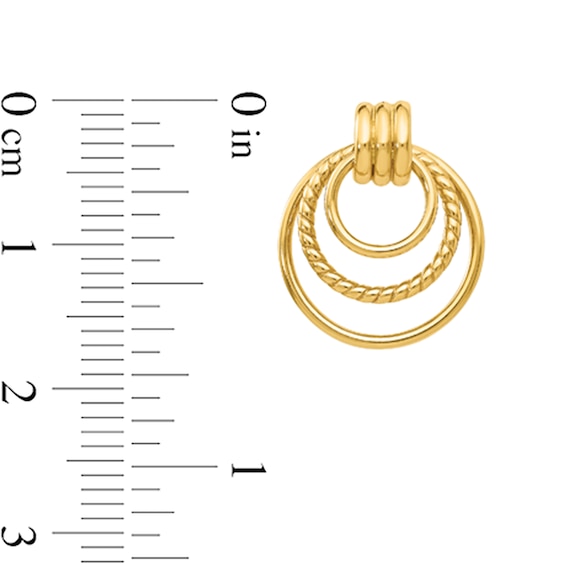 Multi-Finish Layered Circles Doorknocker Drop Earrings in 14K Gold