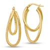 Thumbnail Image 0 of 28.0 x 15.0mm Multi-Finish Layered Double Tube Oval Hoop Earrings in 14K Gold