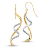 Cascading Double Ribbon Drop Earrings in 14K Two-Tone Gold