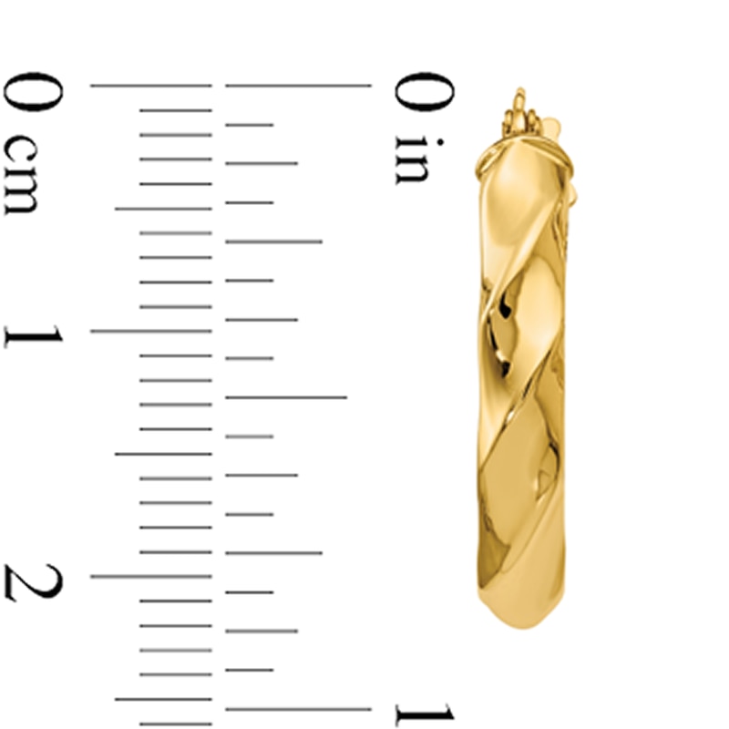 22.0 x 17.0mmmm Twist Tube Oval Hoop Earrings in 14K Gold