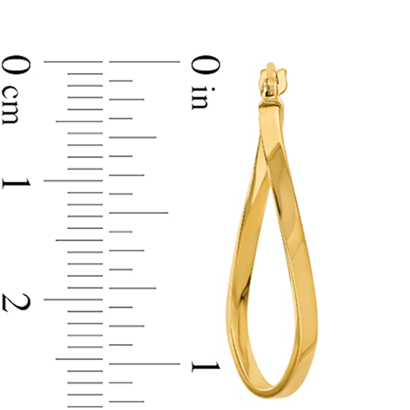 26.0 x 12.0mm Swirl Squared Tube Oval Hoop Earrings in 14K Gold