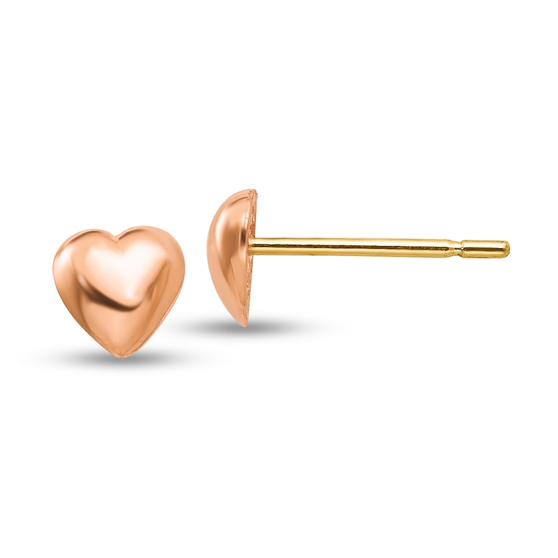 Puff Heart Stud Earrings in 10K Rose Gold|Peoples Jewellers