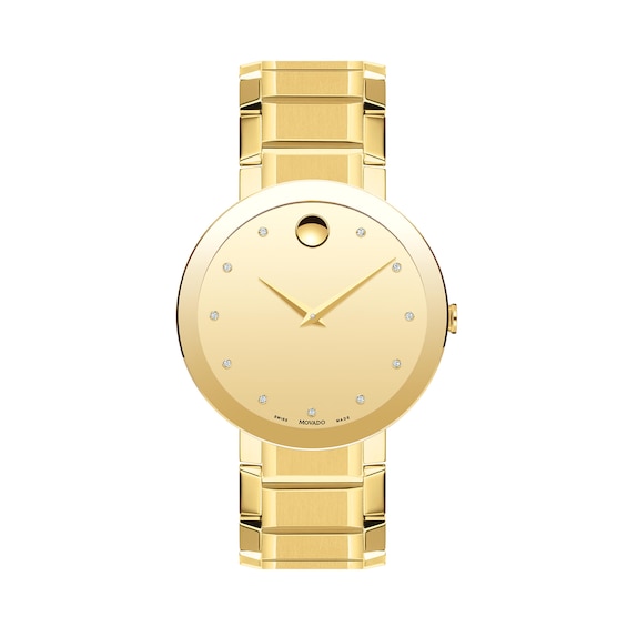 Men's Movado Sapphire™ Diamond Accent Gold-Tone PVD Watch with Gold-Tone Dial (Model: 0607588)