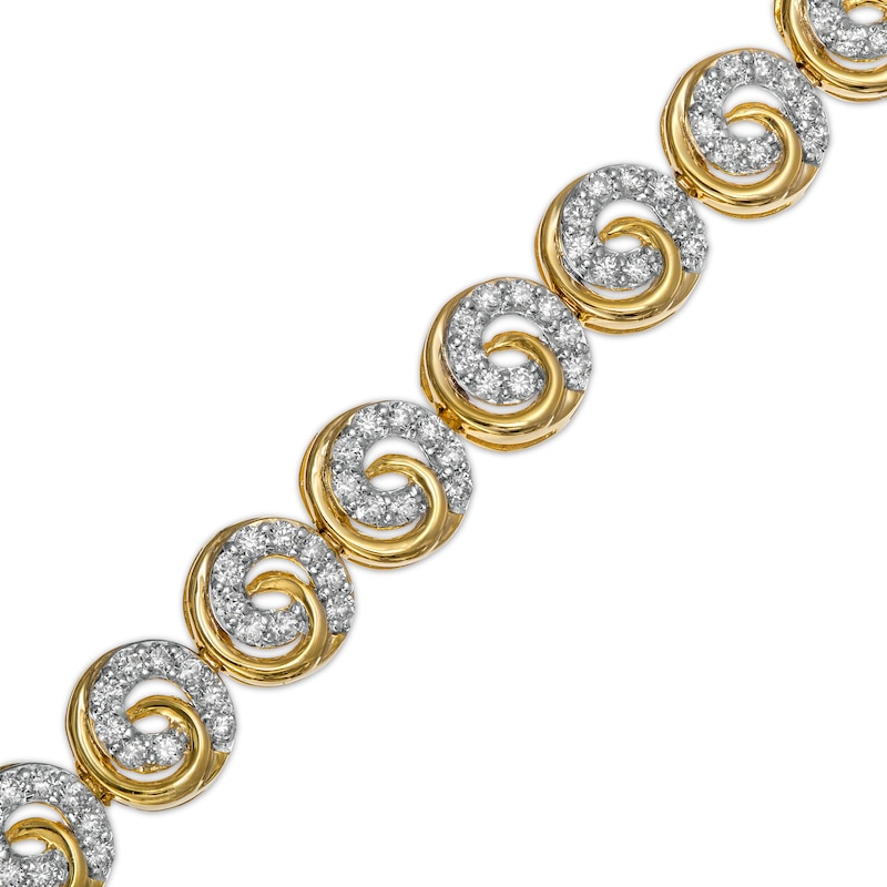 Main Image 1 of 2.01 CT. T.W. Diamond Swirl Bracelet in 10K Gold – 7.25&quot;