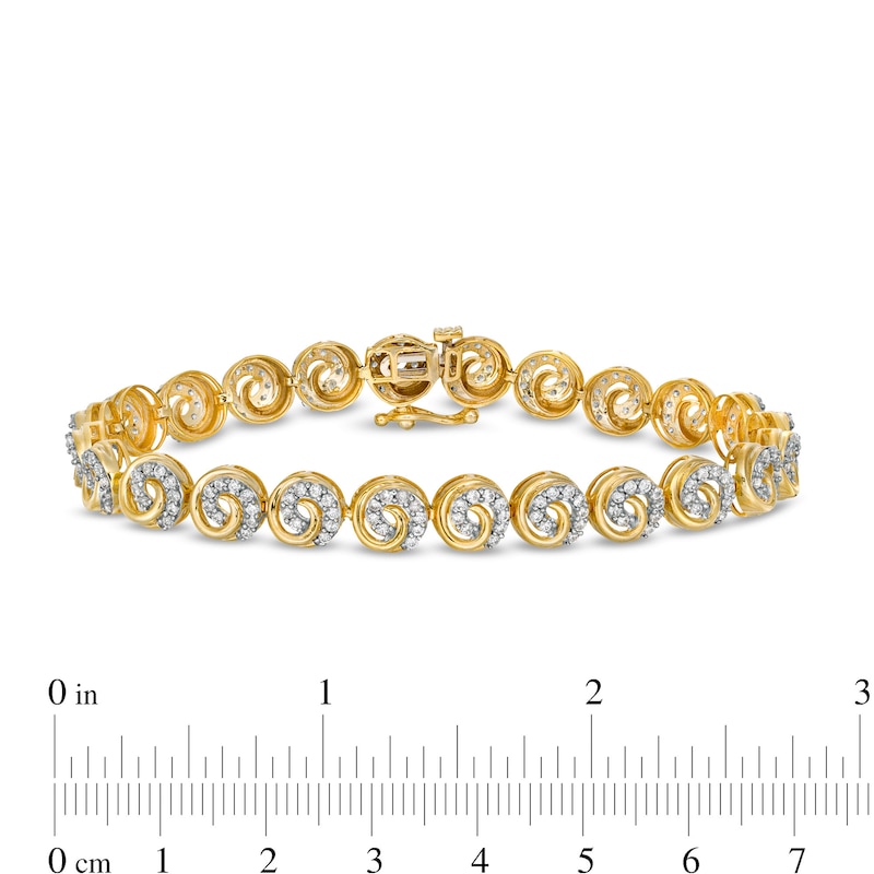 Main Image 4 of 2.01 CT. T.W. Diamond Swirl Bracelet in 10K Gold – 7.25&quot;