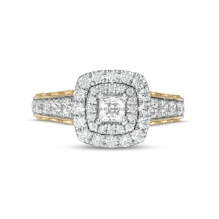 1.25 CT. T.W. Certified Canadian Princess-Cut Diamond Double Frame Engagement Ring in 14K Gold (I/I1)