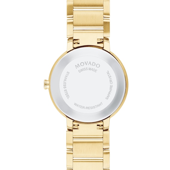 Ladies' Movado Sapphire™ Diamond Accent Gold-Tone PVD Watch with Gold-Tone Dial (Model: 0607550)