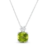 Thumbnail Image 0 of 8.0mm Cushion-Cut Peridot and White Lab-Created Sapphire Accent Pendant in 10K White Gold