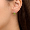 Thumbnail Image 2 of 7.0mm Cushion-Cut Peridot and White Lab-Created Sapphire Accent Stud Earrings in 10K White Gold