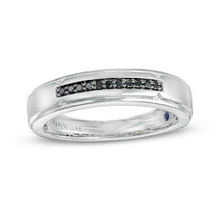 Vera Wang Love Collection Limited Edition Men's 0.085 CT. T.W. Black Enhanced Diamond Wedding Band in 14K White Gold