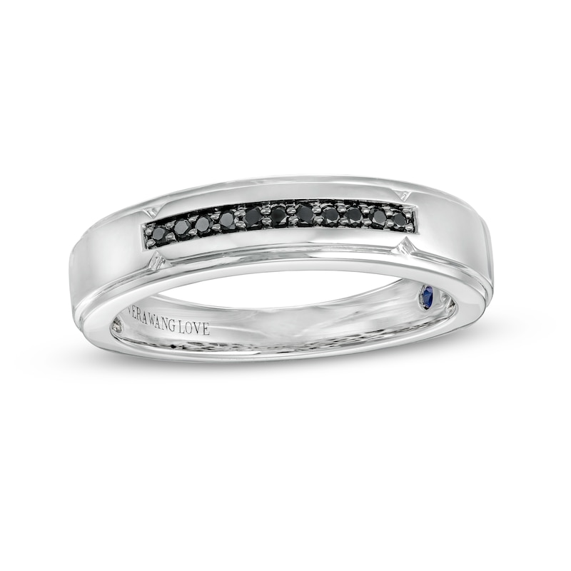 Vera Wang Love Collection Limited Edition Men's 0.085 CT. T.W. Black Enhanced Diamond Wedding Band in 14K White Gold|Peoples Jewellers