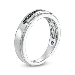 Vera Wang Love Collection Limited Edition Men's 0.085 CT. T.W. Black Enhanced Diamond Wedding Band in 14K White Gold