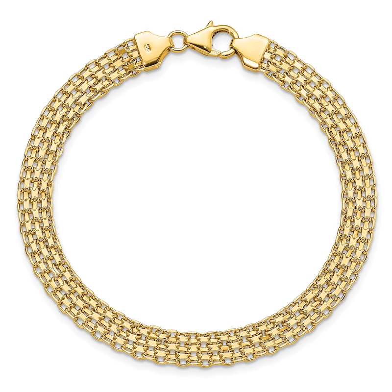 6.2mm Multi-Row Oval Link Chain Bracelet in Hollow 14K Gold - 7.5"|Peoples Jewellers